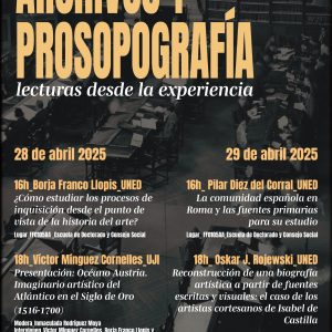 Nuevo curso de formación específica del doctorado: Archivos y prosopografía. Lecturas desde la experiencia